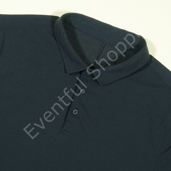 Lululemon Polo Shirt Mens XL Blue Metal Vent Tech Short Sleeve - Picture 1 of 5